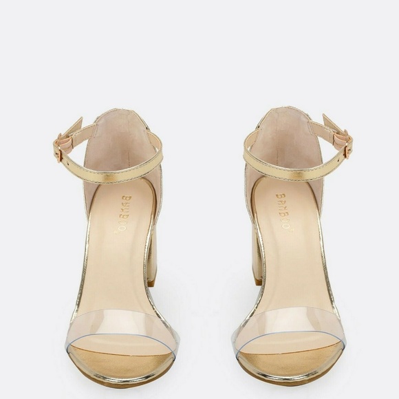 NEW🔥 Open Toe Clear Band Low Block Heel Sandals - Picture 7 of 8